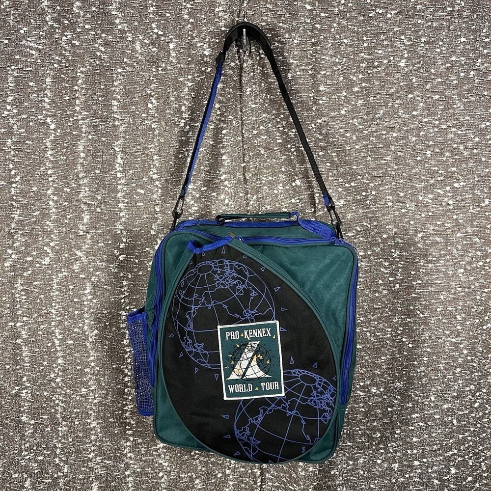Vintage 90s Pro Kennex World Tour Gear Bag Teal Blue Crossbody Duffel Techwear